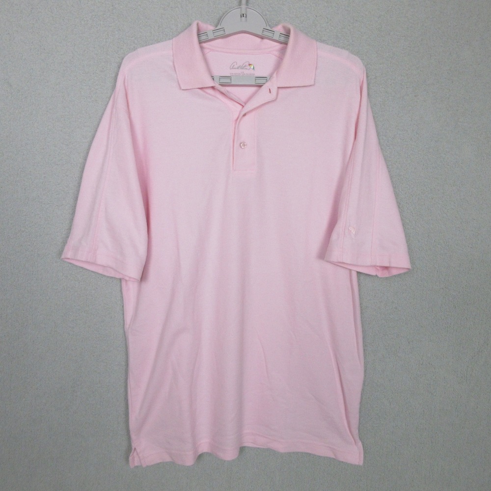 Arnold Palmer Mens Short Sleeve Polo Shirt Pink Golf Casual Size Large